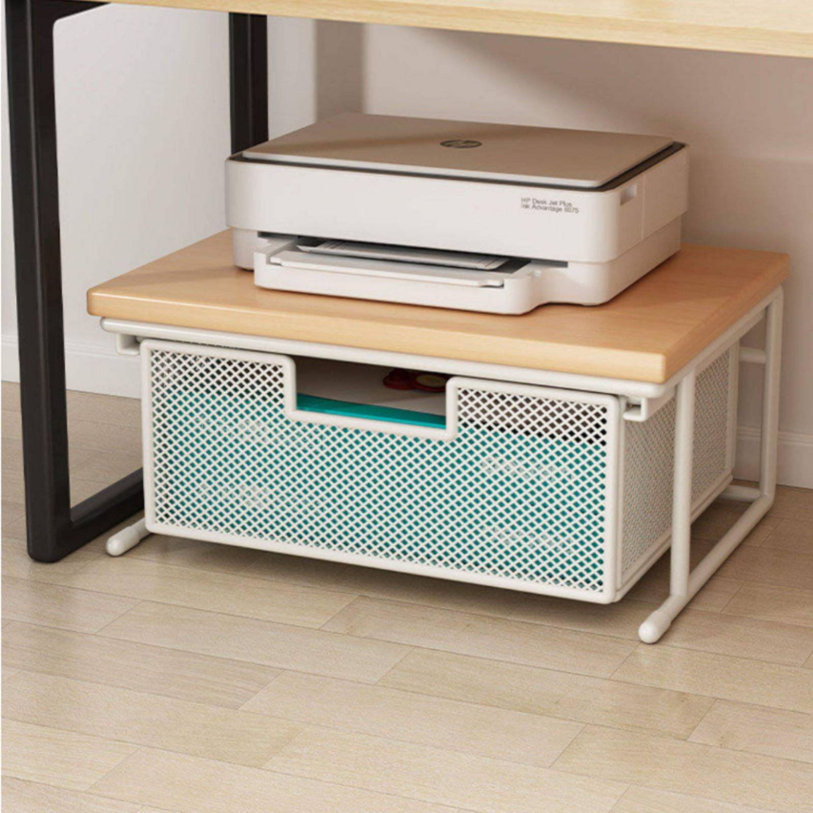 Printer Stand - แท่นวางเครื่องพิมพ์พร้อมลิ้นชัก ประหยัดพื้นที่ ชั้นวางเครื่องพิมพ์แบบตั้งโต๊ะ ชั้นวางของบนโต๊ะ แข็งแรง ทนทาน