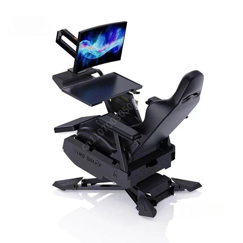 Monitor Stand - สถานีเล่นเกมแบบปรับเอนได้, เก้าอี้คอมพิวเตอร์ตามหลักสรีรศาสตร์พร้อมขาตั้งจอปรับระดับได้และถาดวางแขน