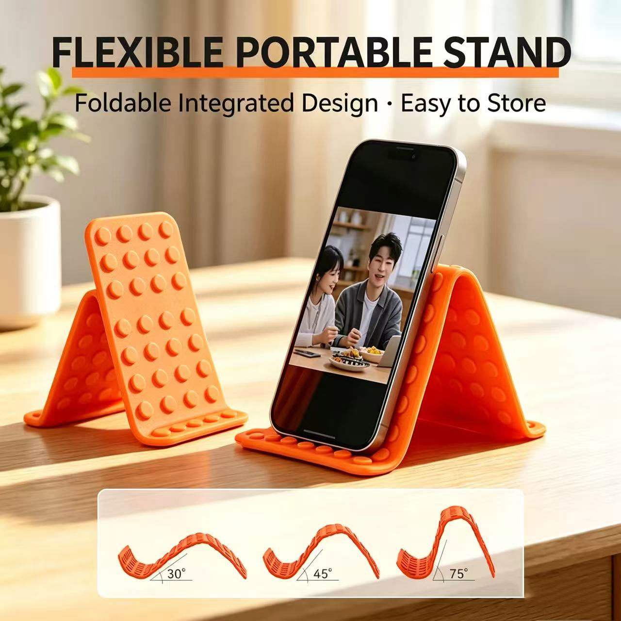 Standing Desk - ขาตั้งโทรศัพท์แบบพกพา ปรับมุมได้ วัสดุซิลิโคน สำหรับวางบนโต๊ะ ใช้ได้กับแท็บเล็ตและแล็ปท็อป ขาตั้งพับได้พร้อมตะขอ