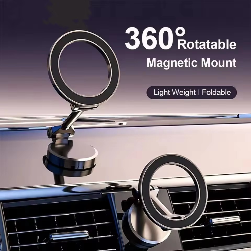 Mobile Pedestal Cabinet - ที่วางโทรศัพท์มือถือในรถยนต์แบบแม่เหล็กพับได้สำหรับ MagSafe 360 ° ขาตั้งแม่เหล็กปรับระดับได้สำหรับติดตั้งในรถยนต์สำหรับ iPhone
