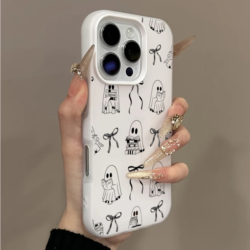 Bookshelf - เคสโทรศัพท์ลายหนังสือผีฮาโลวีนน่ารักสำหรับ iPhone 17 16 14 15