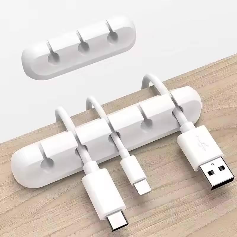 Desk Organizer - ที่หนีบสายซิลิโคนแบบกลม สำหรับจัดระเบียบสายชาร์จ สาย USB ติดตั้งง่าย ใช้ในบ้านและออฟฟิศ