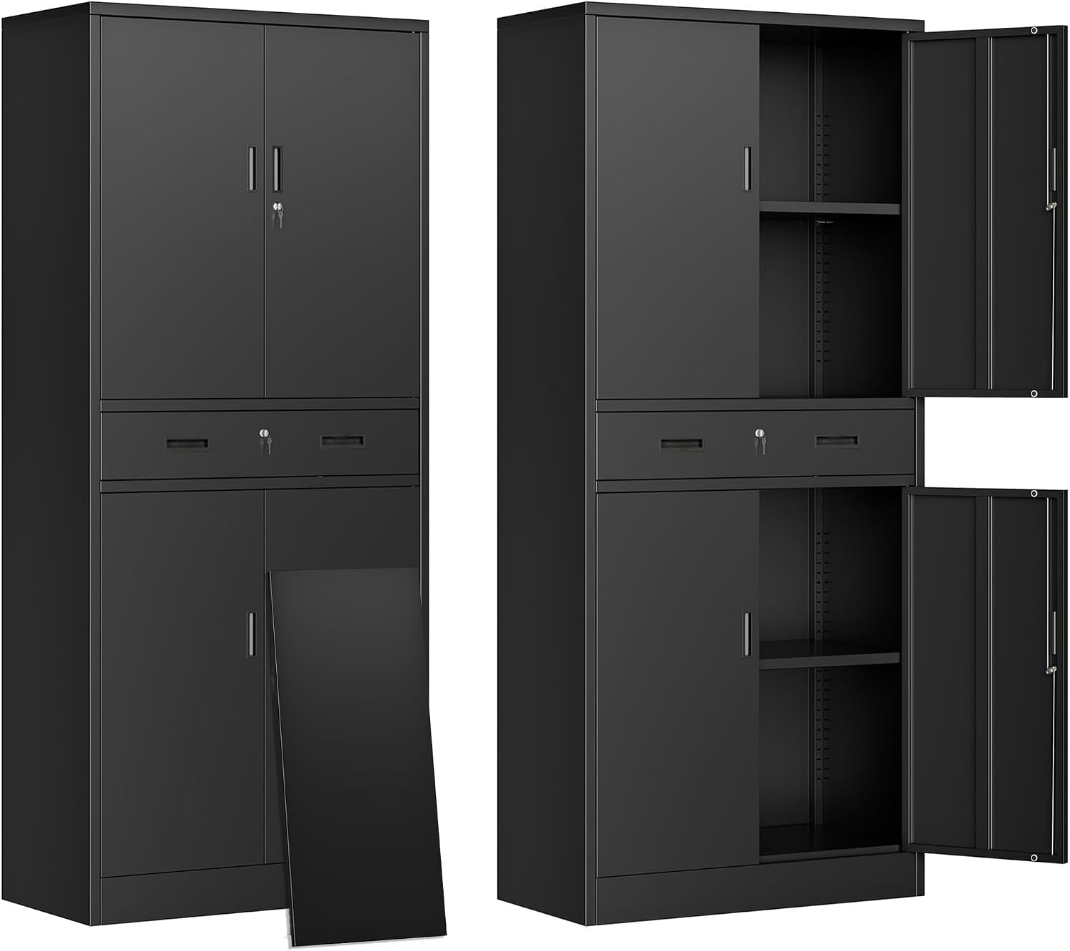 File Cabinet - ตู้เก็บของโลหะสูงพร้อมลิ้นชัก, ตู้เก็บเครื่องมือและเอกสารแบบมีล็อค, ตู้เก็บของอเนกประสงค์สำหรับบ้าน สำนักงาน โรงรถ ห้องครัว