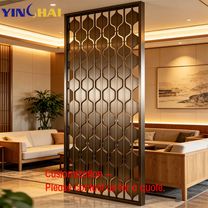 Partition Screen Divider - ฉากกั้นห้องสแตนเลสดีไซน์ทันสมัยแบบตั้งพื้นถึงเพดาน พร้อมลายฉลุเลเซอร์ ปรับขนาดได้ตามต้องการ