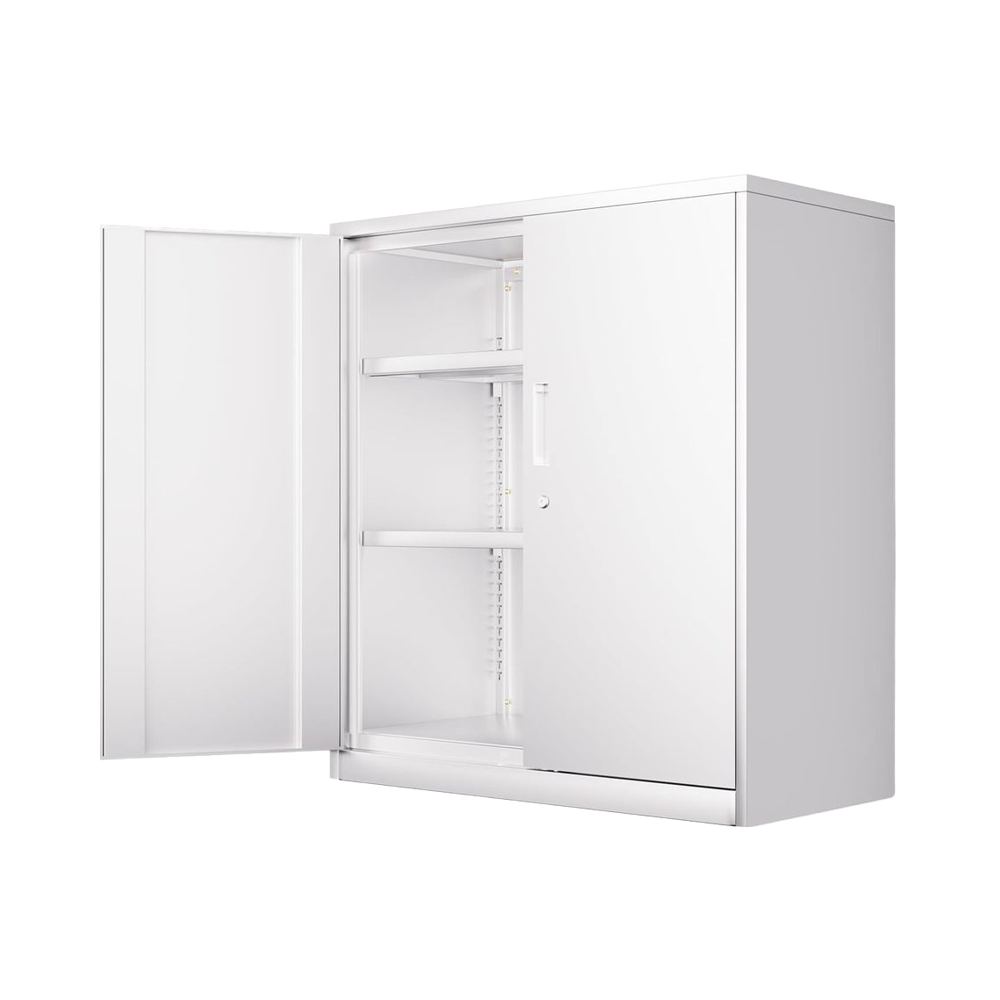 File Cabinet - # ตู้เก็บเอกสารโลหะสีขาวแบบหนาพิเศษสำหรับงานหนัก ขนาด 36 นิ้ว พร้อมกุญแจล็อค