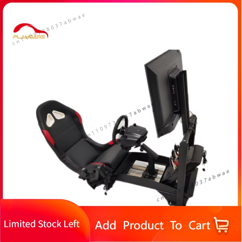 Monitor Stand - ชุดจำลองการแข่งรถแบบเคลื่อนไหวเต็มรูปแบบพร้อมเบาะนั่งและขาตั้งจอมอนิเตอร์สำหรับ PS4/PS5 เกมมิ่งแชร์แบบพับได้ ชุด Direct Drive
