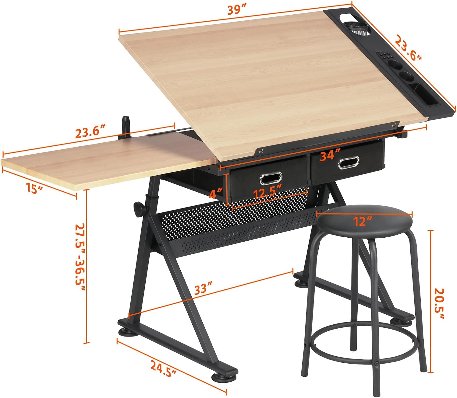 โต๊ะเขียนแบบปรับระดับได้พร้อมเ - Office Stool บทวิจารณ์และราคา