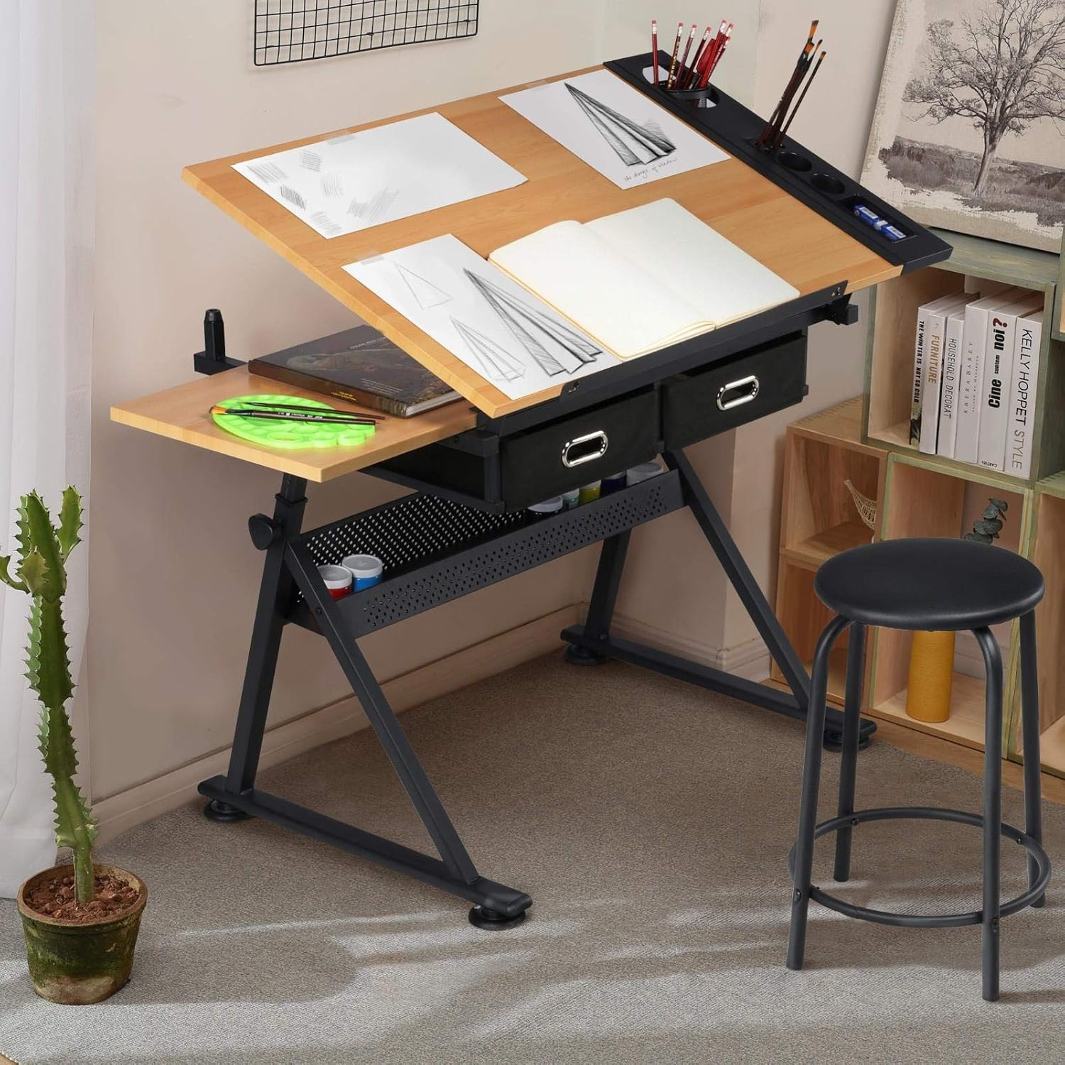 โต๊ะเขียนแบบปรับระดับได้พร้อมเ - Office Stool บทวิจารณ์และราคา