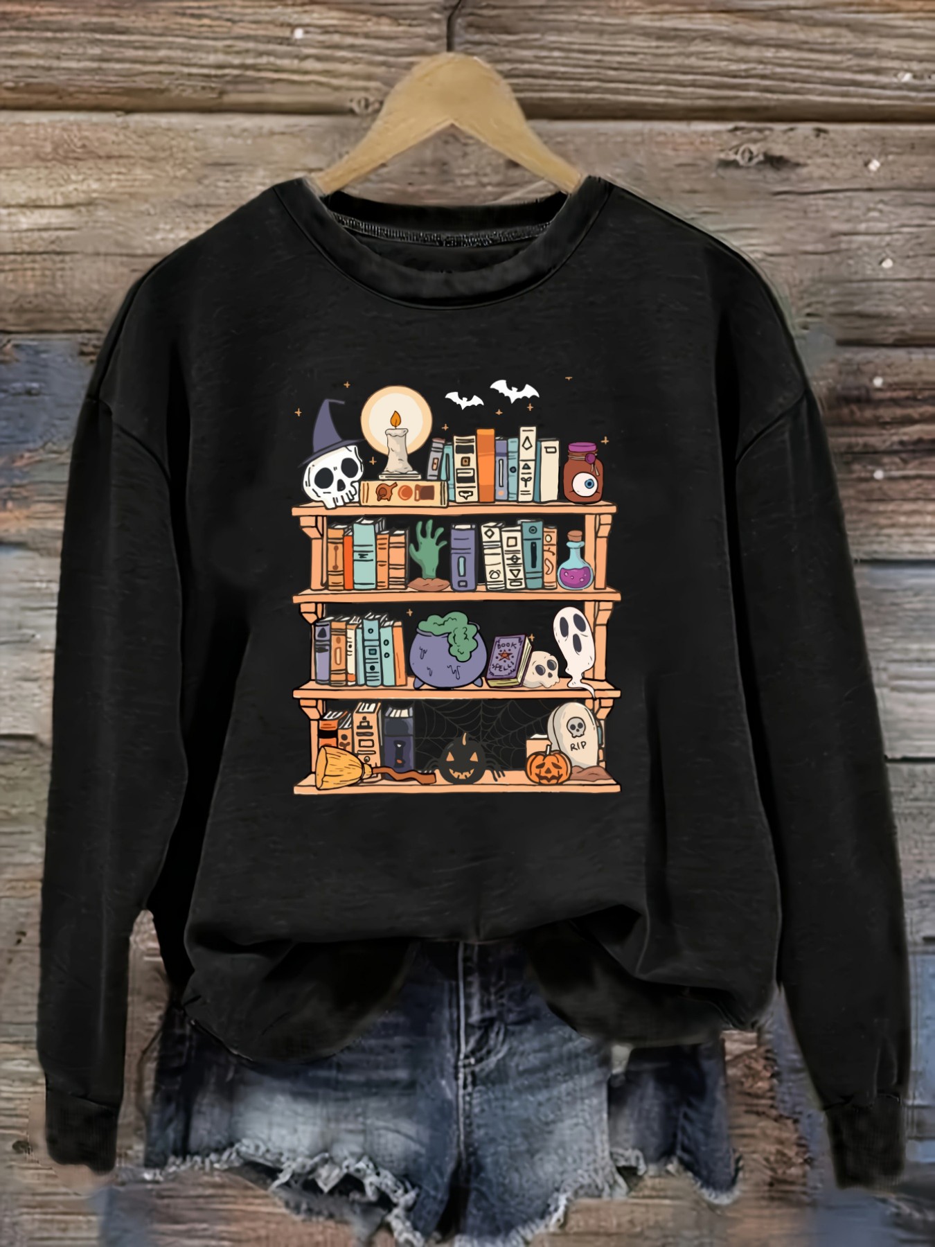 เสื้อยืดแขนยาวคอกลมลำลองสำหรับ - Bookshelf บทวิจารณ์และราคา