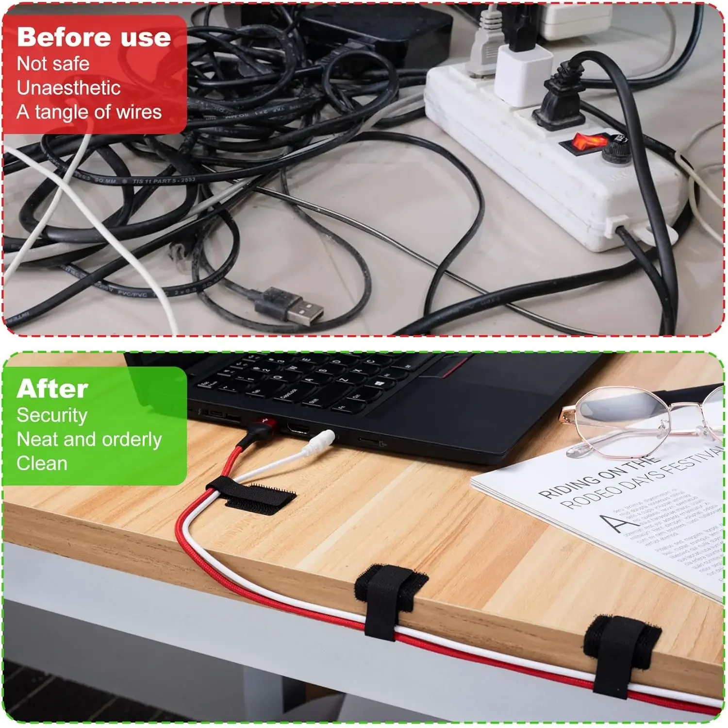 สายรัดเคเบิลแบบใช้ซ้ำได้ ที่จั - Desk Organizer บทวิจารณ์และราคา