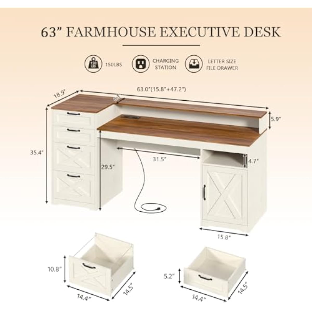 โต๊ะทำงานไม้สังเคราะห์สีขาวสไต - Printer Stand บทวิจารณ์และราคา