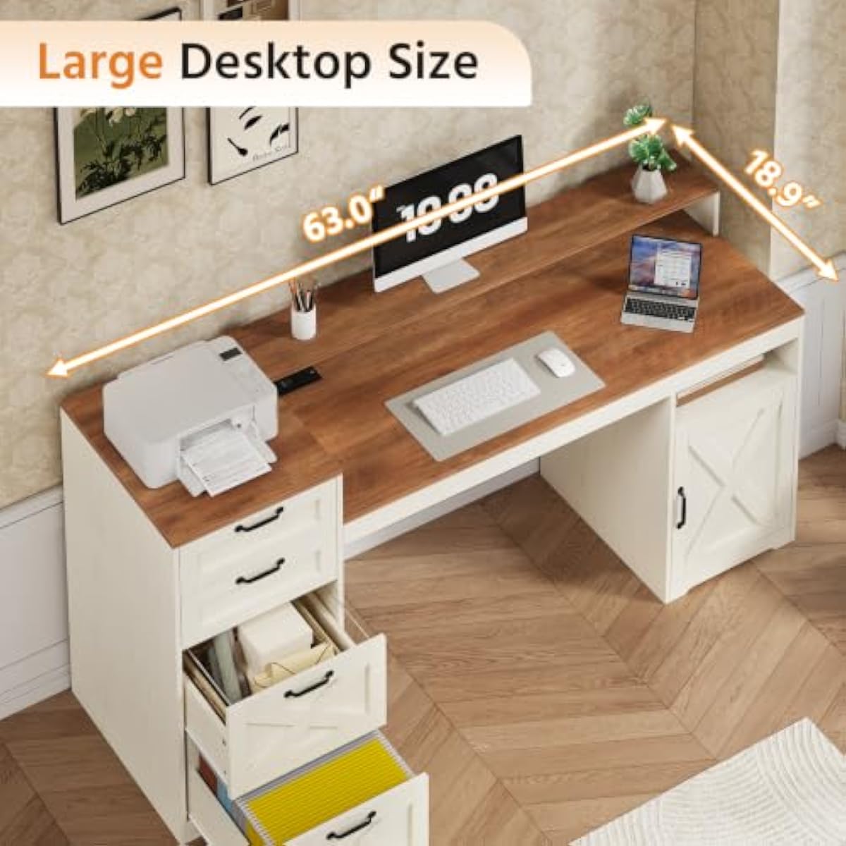 โต๊ะทำงานไม้สังเคราะห์สีขาวสไต - Printer Stand บทวิจารณ์และราคา