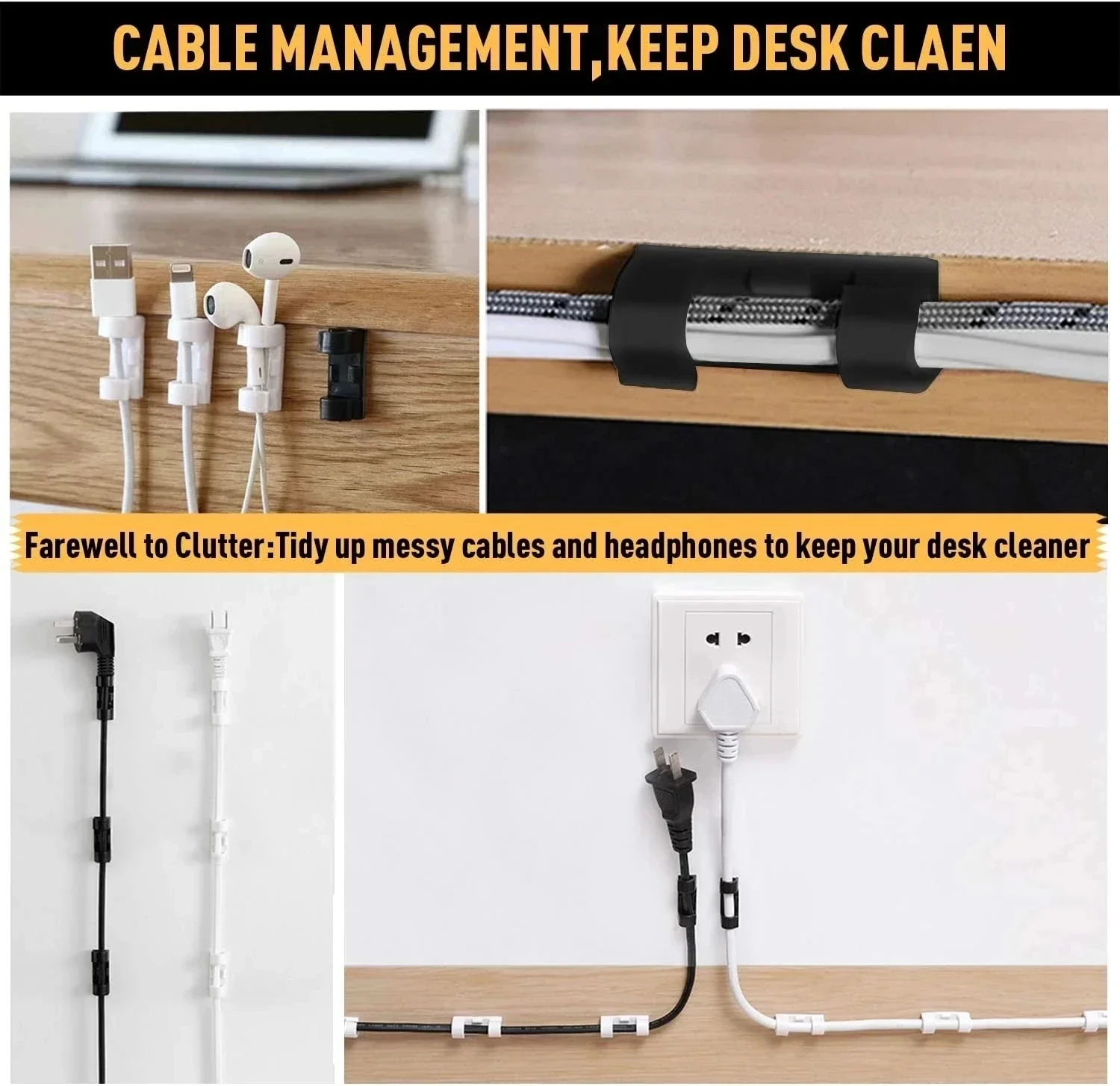 ที่หนีบสายเคเบิลแบบมีกาวในตัว  - Desk Organizer บทวิจารณ์และราคา